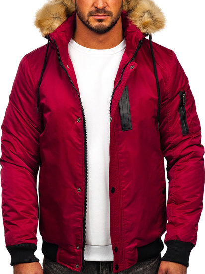 Bolf Herren Winterjacke Weinrot  2129