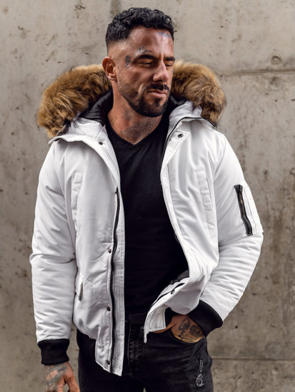 Bolf Herren Winterjacke Weiß  2019