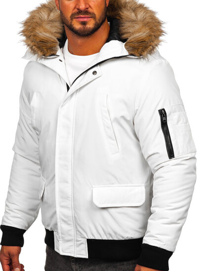 Bolf Herren Winterjacke Weiß  2019A