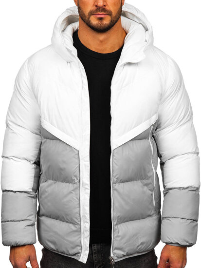 Bolf Herren Winterjacke Weiß-Grau  CS1006