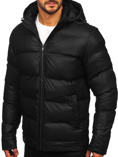 Bolf Herren Winterjacke mit Kapuze Schwarz  22M327