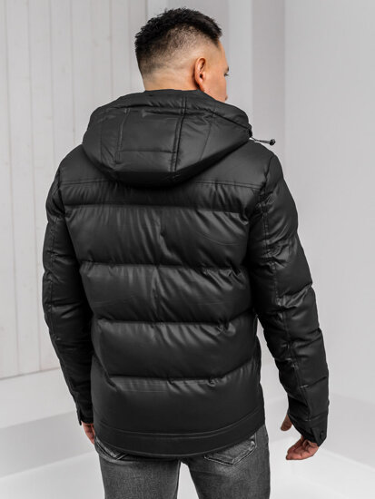 Bolf Herren Winterjacke mit Kapuze Schwarz22M327A1