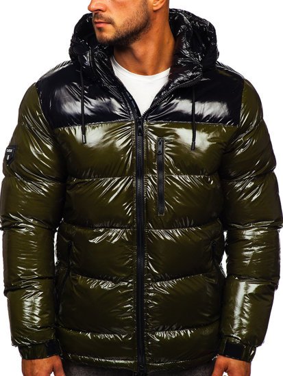 Bolf Herren Winterjacke mit Steppmuster Grün  6462