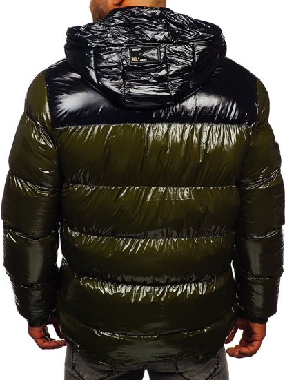 Bolf Herren Winterjacke mit Steppmuster Grün  6462