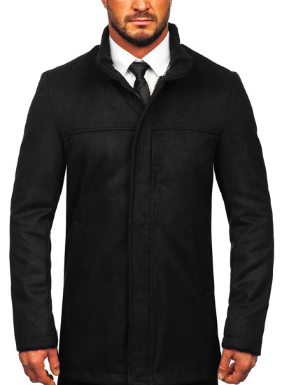 Bolf Herren Wintermantel Schwarz  M3132