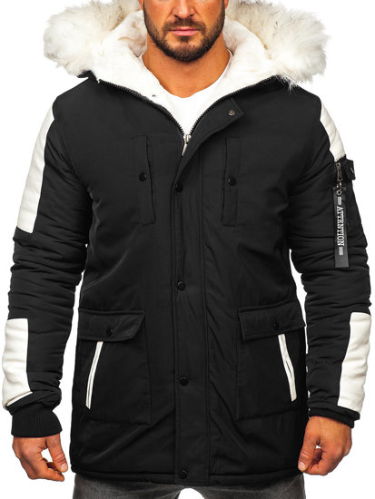 Bolf Herren Wintrjacke Parka Schwarz  JP5832