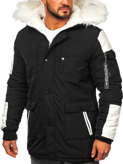 Bolf Herren Wintrjacke Parka Schwarz  JP5832