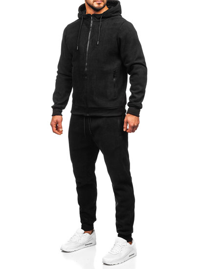 Bolf Herren Zweileiler Sport Set Trainingsanzug mit Kapuze Schwarz 3A150