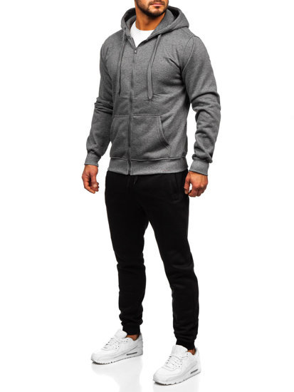 Bolf Herren Zweiteiler Trainingsanzug mit Kapuzenpullover Anthrazit  D004