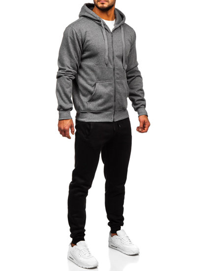 Bolf Herren Zweiteiler Trainingsanzug mit Kapuzenpullover Anthrazit  D004