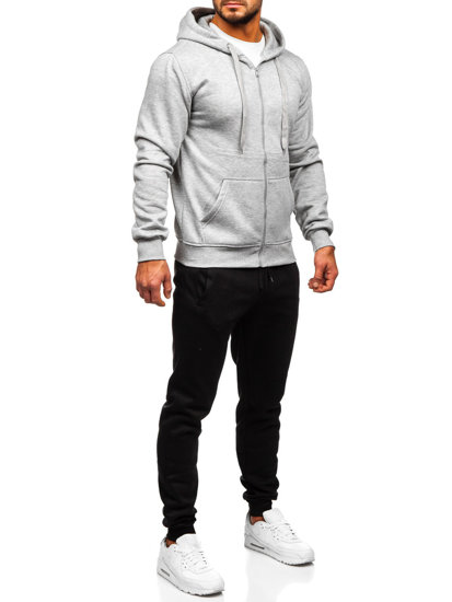 Bolf Herren Zweiteiler Trainingsanzug mit Kapuzenpullover Grau  D004