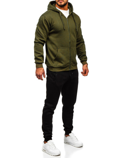 Bolf Herren Zweiteiler Trainingsanzug mit Kapuzenpullover Olivengrün  D004