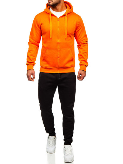 Bolf Herren Zweiteiler Trainingsanzug mit Kapuzenpullover Orange  D004