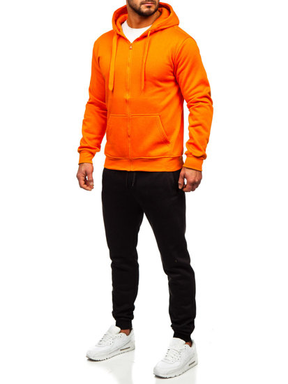 Bolf Herren Zweiteiler Trainingsanzug mit Kapuzenpullover Orange  D004