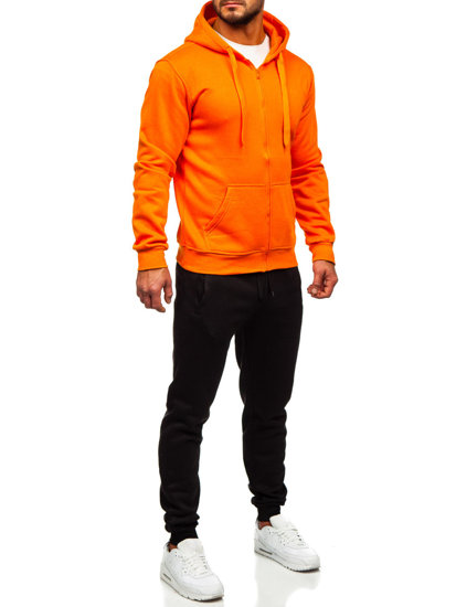 Bolf Herren Zweiteiler Trainingsanzug mit Kapuzenpullover Orange  D004