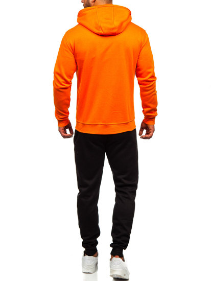 Bolf Herren Zweiteiler Trainingsanzug mit Kapuzenpullover Orange  D004