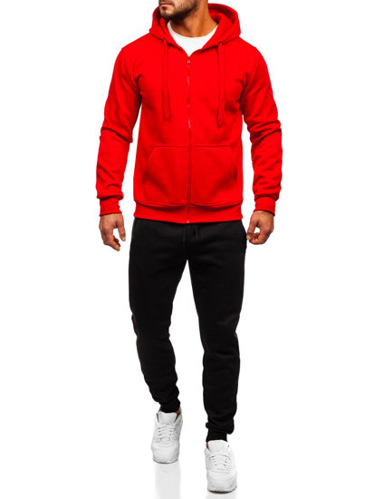 Bolf Herren Zweiteiler Trainingsanzug mit Kapuzenpullover Rot  D004