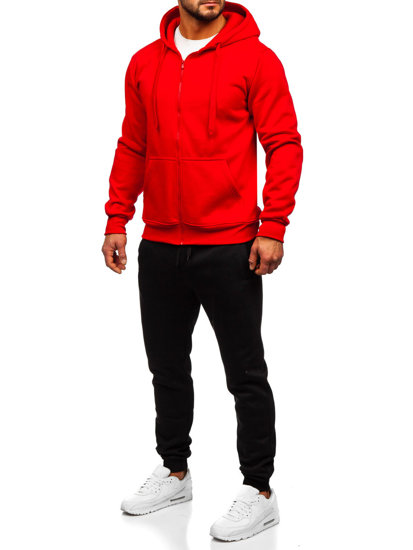 Bolf Herren Zweiteiler Trainingsanzug mit Kapuzenpullover Rot  D004