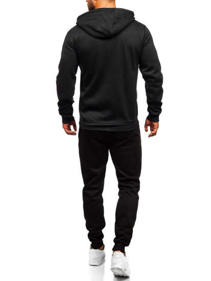 Bolf Herren Zweiteiler Trainingsanzug mit Kapuzenpullover Schwarz  D004