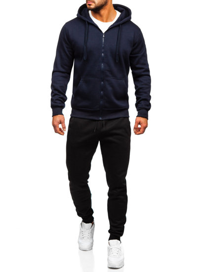 Bolf Herren Zweiteiler Trainingsanzug mit Kapuzenpullover Tintenblau  D004