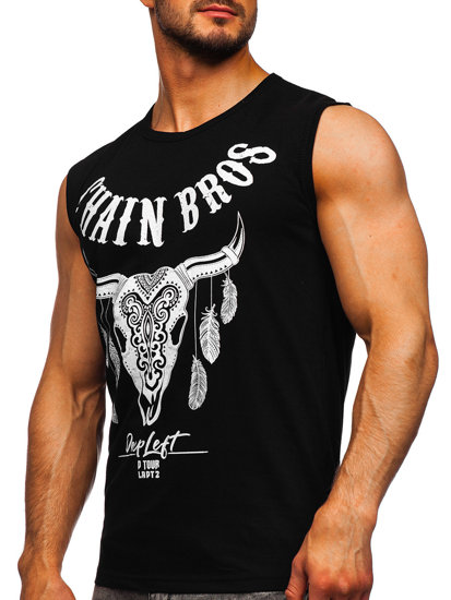 Bolf Tank Top mit Motiv Schwarz  14809