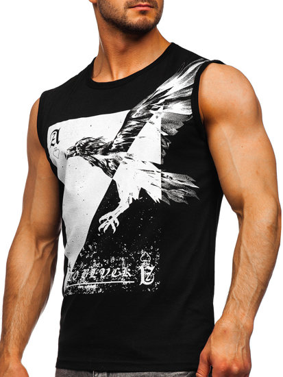 Bolf Tank Top mit Motiv Schwarz  14821