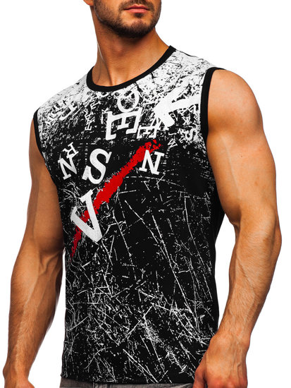 Bolf Tank Top mit Motiv Schwarz  14826