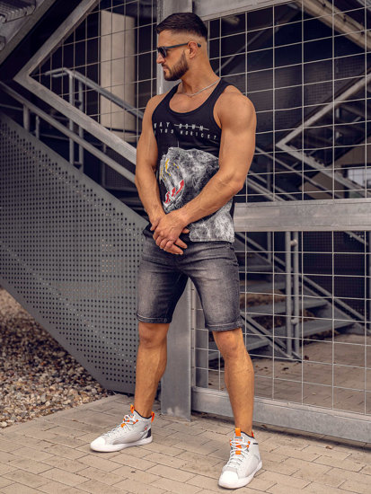 Bolf Tank Top mit Motiv Schwarz 14836A