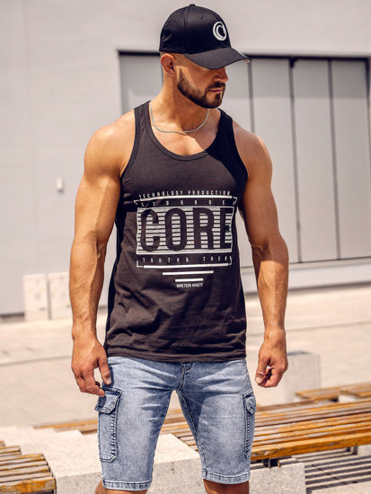 Bolf Tank Top mit Motiv Schwarz 14840A