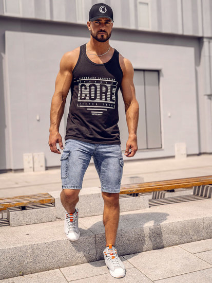 Bolf Tank Top mit Motiv Schwarz 14840A