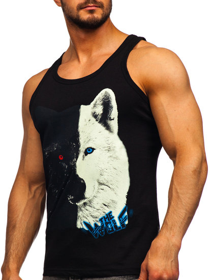 Bolf Tank Top mit Motiv Schwarz  14851