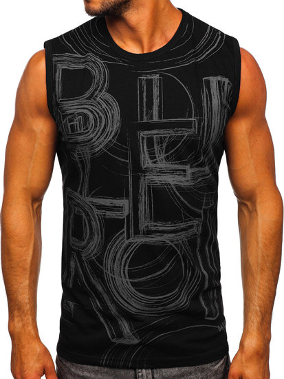 Bolf Tank Top mit Motiv Schwarz-Schwarzgrau  14818