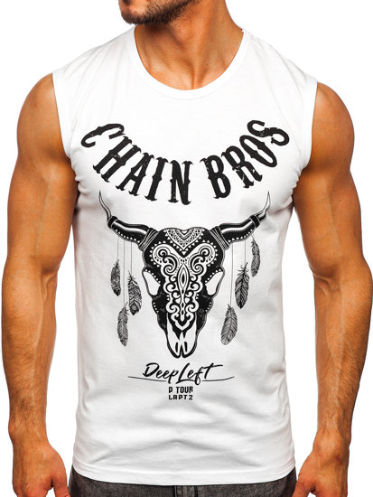 Bolf Tank Top mit Motiv Weiß  14809