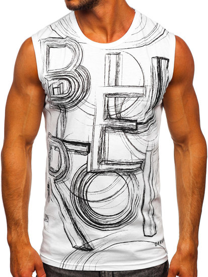 Bolf Tank Top mit Motiv Weiß  14818