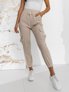 Bolf Damen Cargohose Joggers Beige  W7860