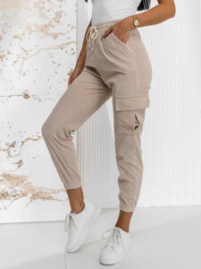 Bolf Damen Cargohose Joggers Beige  W7860