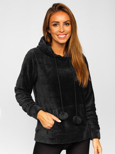 Bolf Damen Fleece Kapuzenpullover Schwarz  HH033