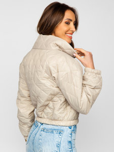 Bolf Damen Gepolsterte Übergangsjacke Bomberjacke Beige 82622