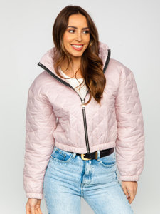 Bolf Damen Gepolsterte Übergangsjacke Bomberjacke Puder Pink  82622