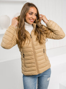 Bolf Damen Gepolsterte Übergangsjacke mit Kapuze Beige  16M9101