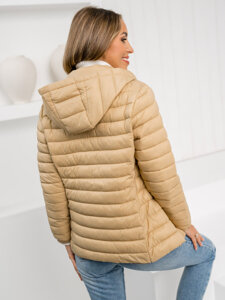 Bolf Damen Gepolsterte Übergangsjacke mit Kapuze Beige  16M9101