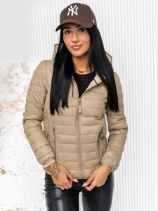 Bolf Damen Gepolsterte Übergangsjacke mit Kapuze Beige  B0123