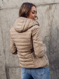 Bolf Damen Gepolsterte Übergangsjacke mit Kapuze Beige  B0123A