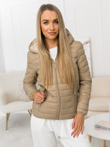 Bolf Damen Gepolsterte Übergangsjacke mit Kapuze Beige  B0123B