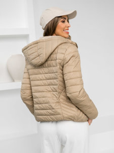 Bolf Damen Gepolsterte Übergangsjacke mit Kapuze Beige  B0124