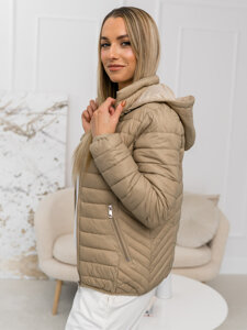 Bolf Damen Gepolsterte Übergangsjacke mit Kapuze Beige  B0124A