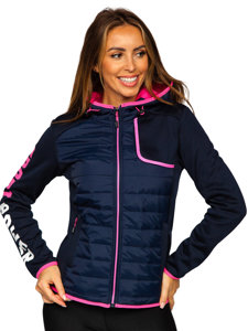 Bolf Damen Gepolsterte Übergangsjacke mit Kapuze Dunkelblau  KSW4008