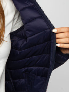 Bolf Damen Gepolsterte Übergangsjacke mit Kapuze Dunkelblau  M23036