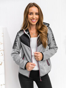 Bolf Damen Gepolsterte Übergangsjacke mit Kapuze Grau  KSW4007A1