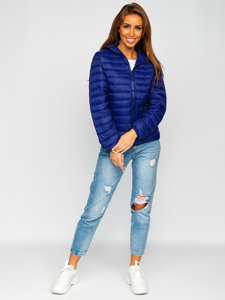 Bolf Damen Gepolsterte Übergangsjacke mit Kapuze Mittelblau  M23036